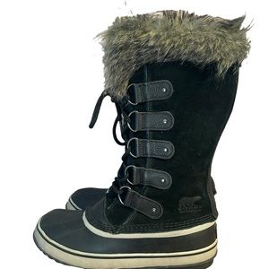 SOREL Joan of Arctic Waterproof Boot Black with Faux Fur Size  10.5 Women's